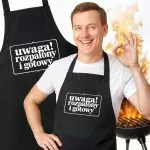 Bawełniany Czarny Fartuch Kuchenny Rozpalony I Gotowy Z Nadrukiem