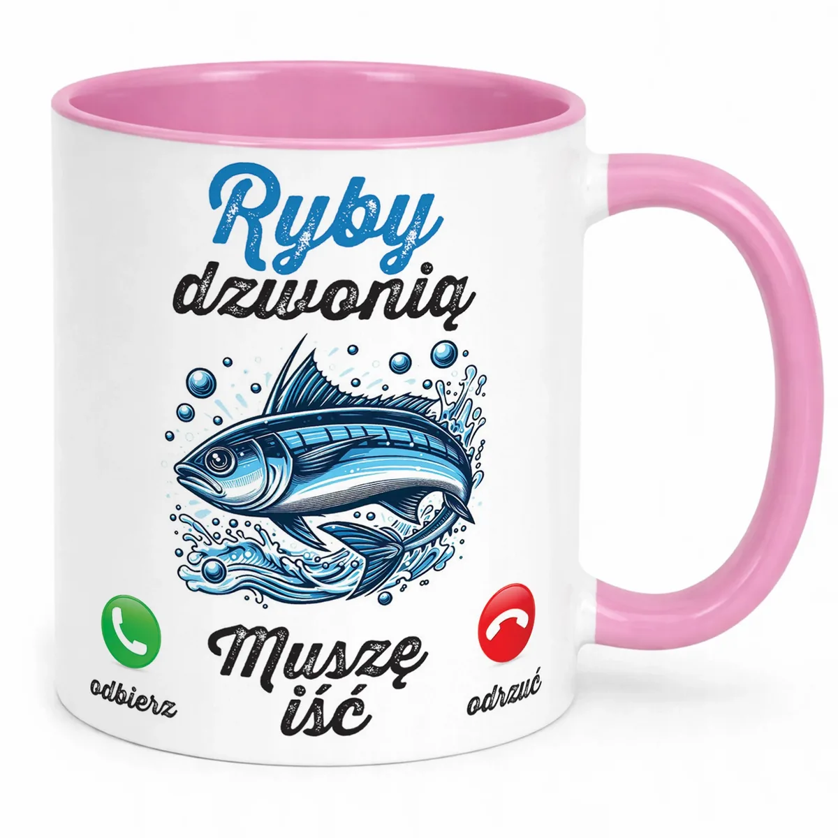 Kubek Różowy Ryby Dzwonią Dla Wędkarza Prezent Upominek