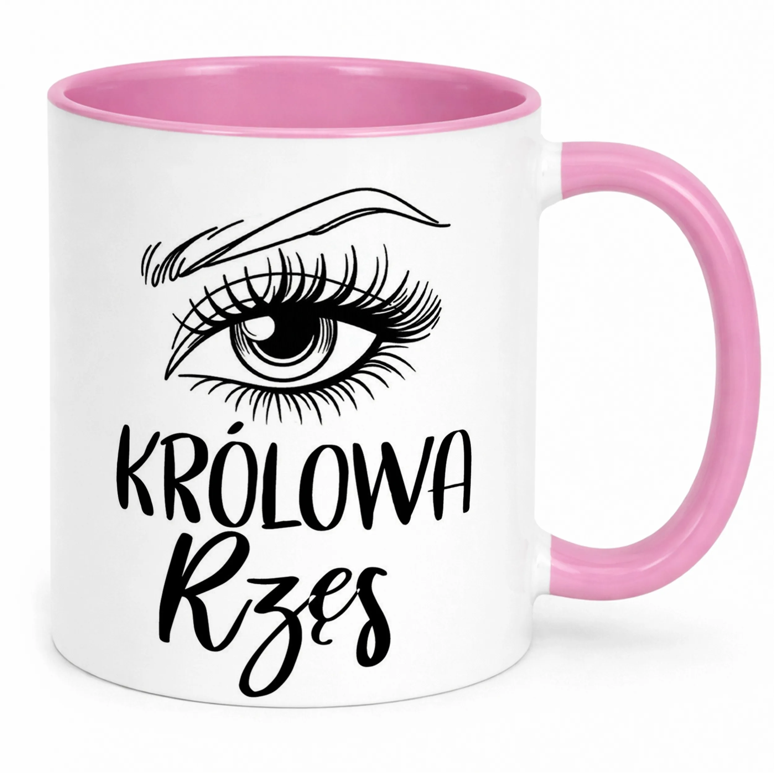 Kubek Różowy Królowa Rzęs Dla Stylistki Rzęs Prezent