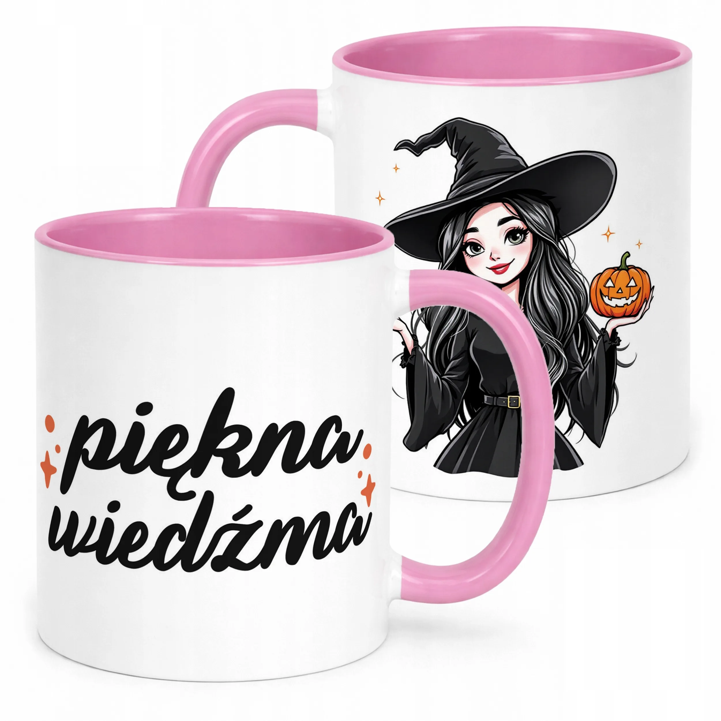 Kubek Różowy Halloween Piękna Wiedźma Dla Kobiety Prezent Upominek