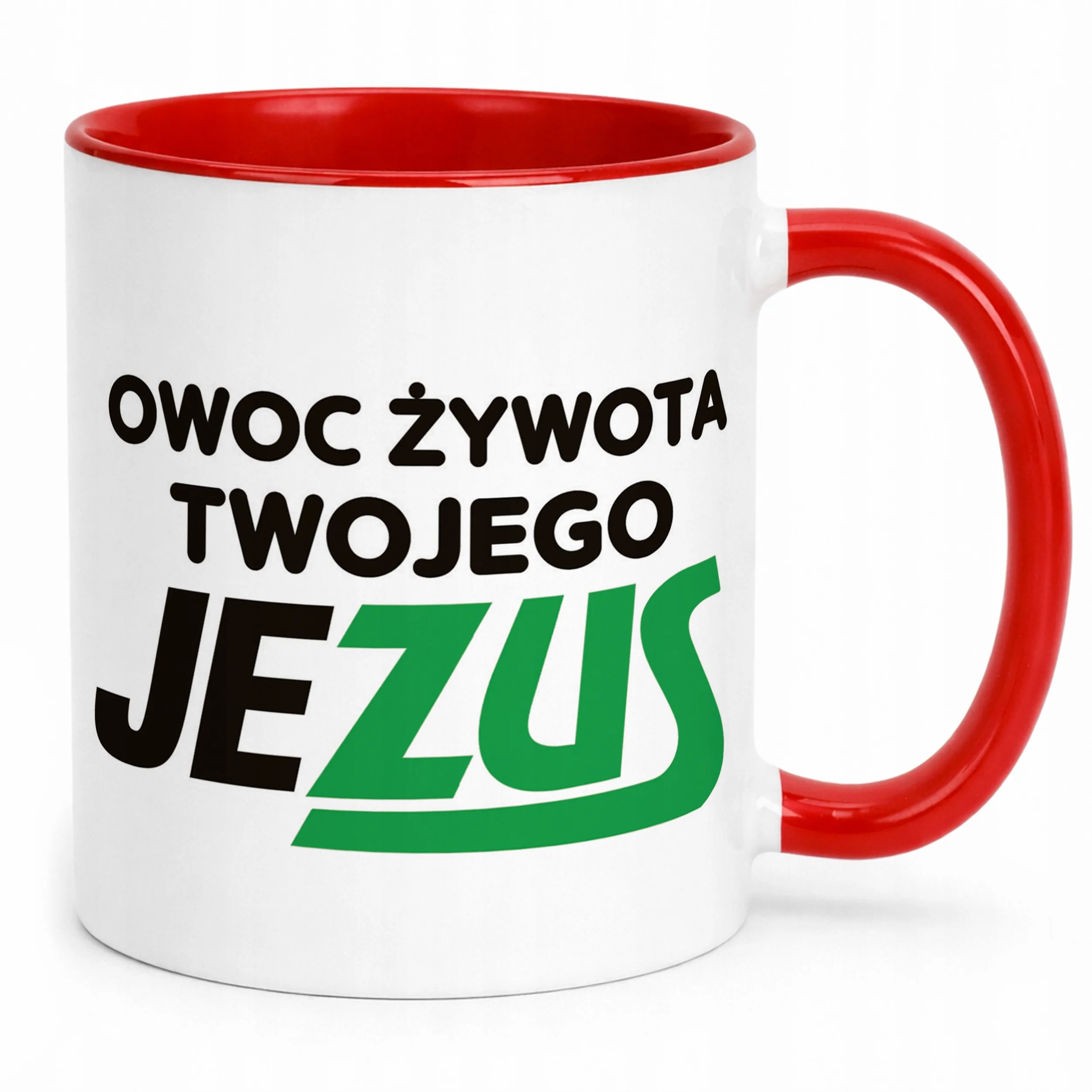 Kubek Czerwony Owoc Żywota Twojego Jezus Śmieszny Zabawny Prezent