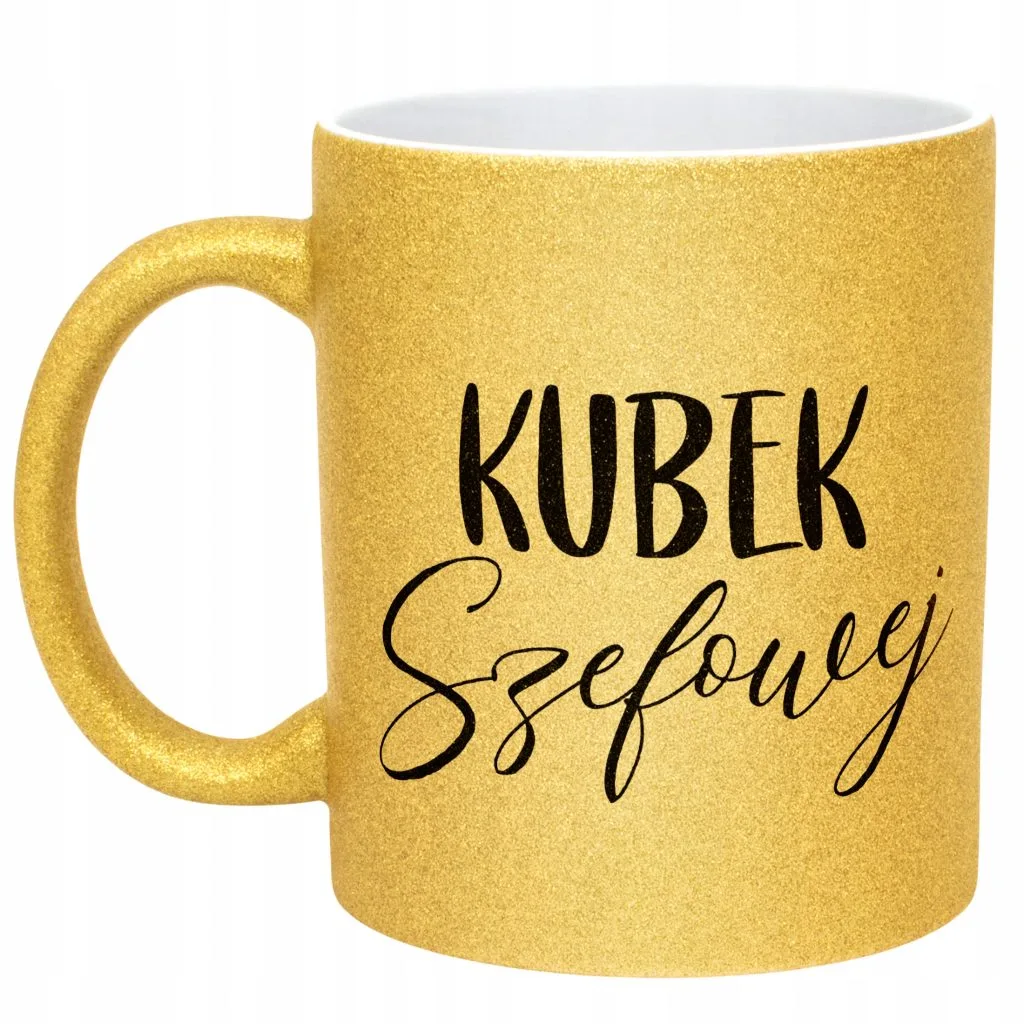 Złoty kubek brokatowy Kubek Szefowej Dla Szefowej Prezent Praca