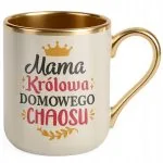 Kubek Premium Złoty Ecru Dzień Matki Prezent Królowa Domowego Chaosu