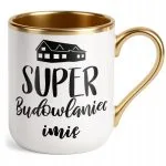 Kubek Premium Złoty Personalizowany Super Budowlaniec Prezent Upominek