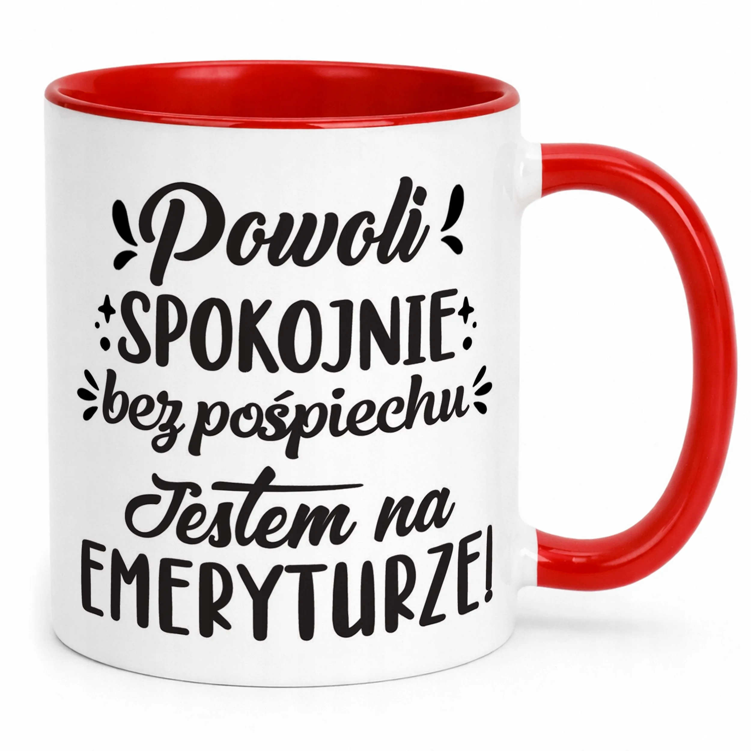 Kubek Czerwony z okazji Emerytury Dla Emeryta Emerytki Prezent Upominek