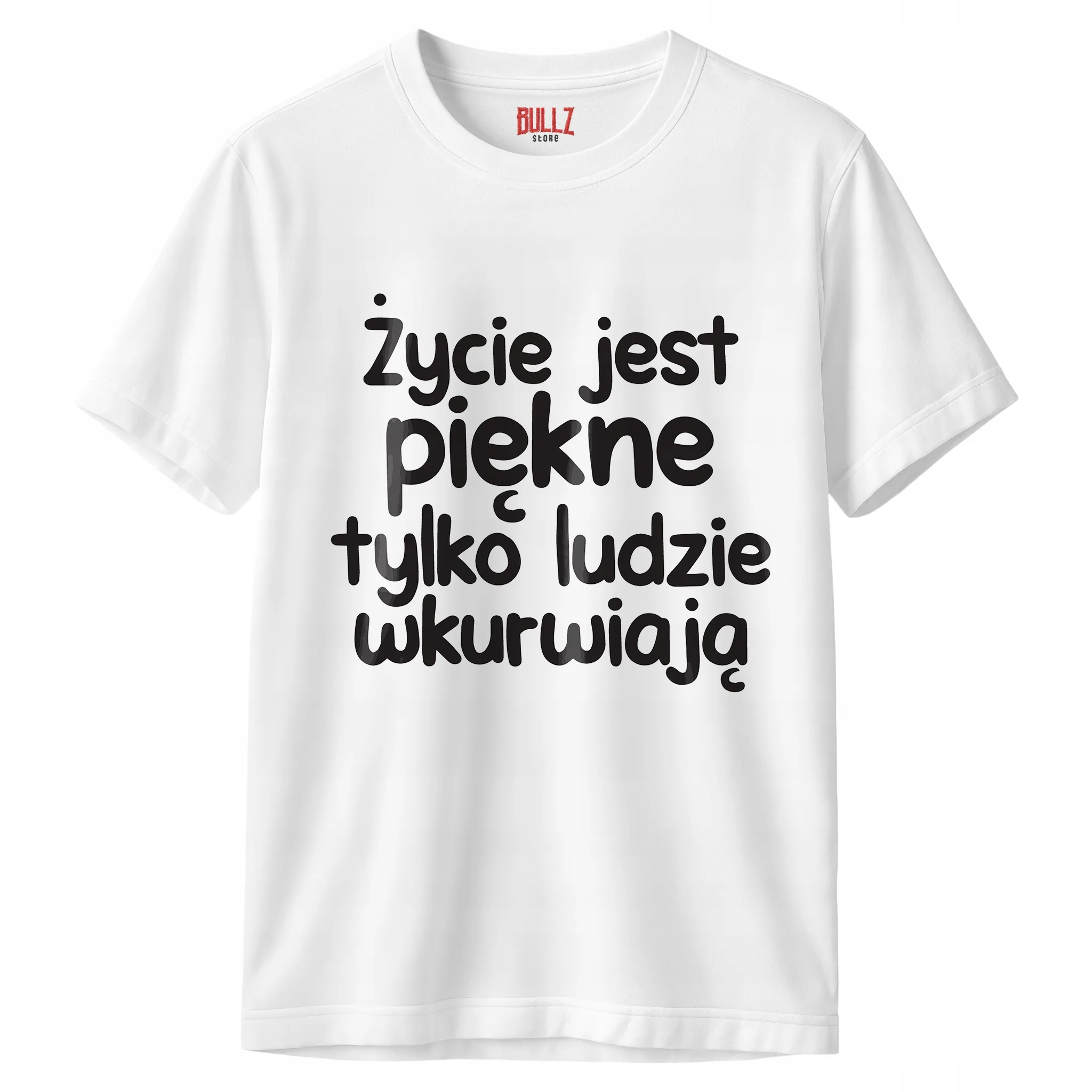 Koszulka biała męska Życie Jest Piękne Zabawny Prezent