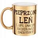 Złoty kubek Pieprzony Leń Emerytura Dla Emeryta Zabawny Prezent