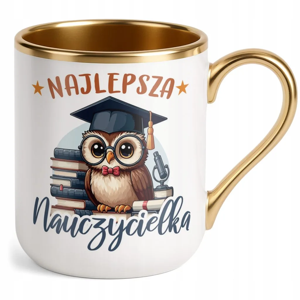 Kubek Premium Złoty Dzień Nauczyciela Dla Nauczycielki Prezent