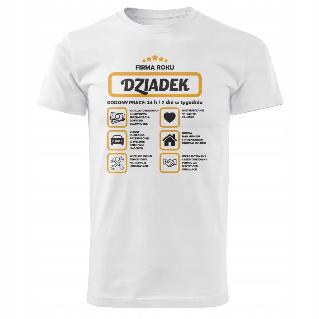 Koszulka Męski T-shirt Na Dzień Dziadka Prezent Firma Roku Dziadek