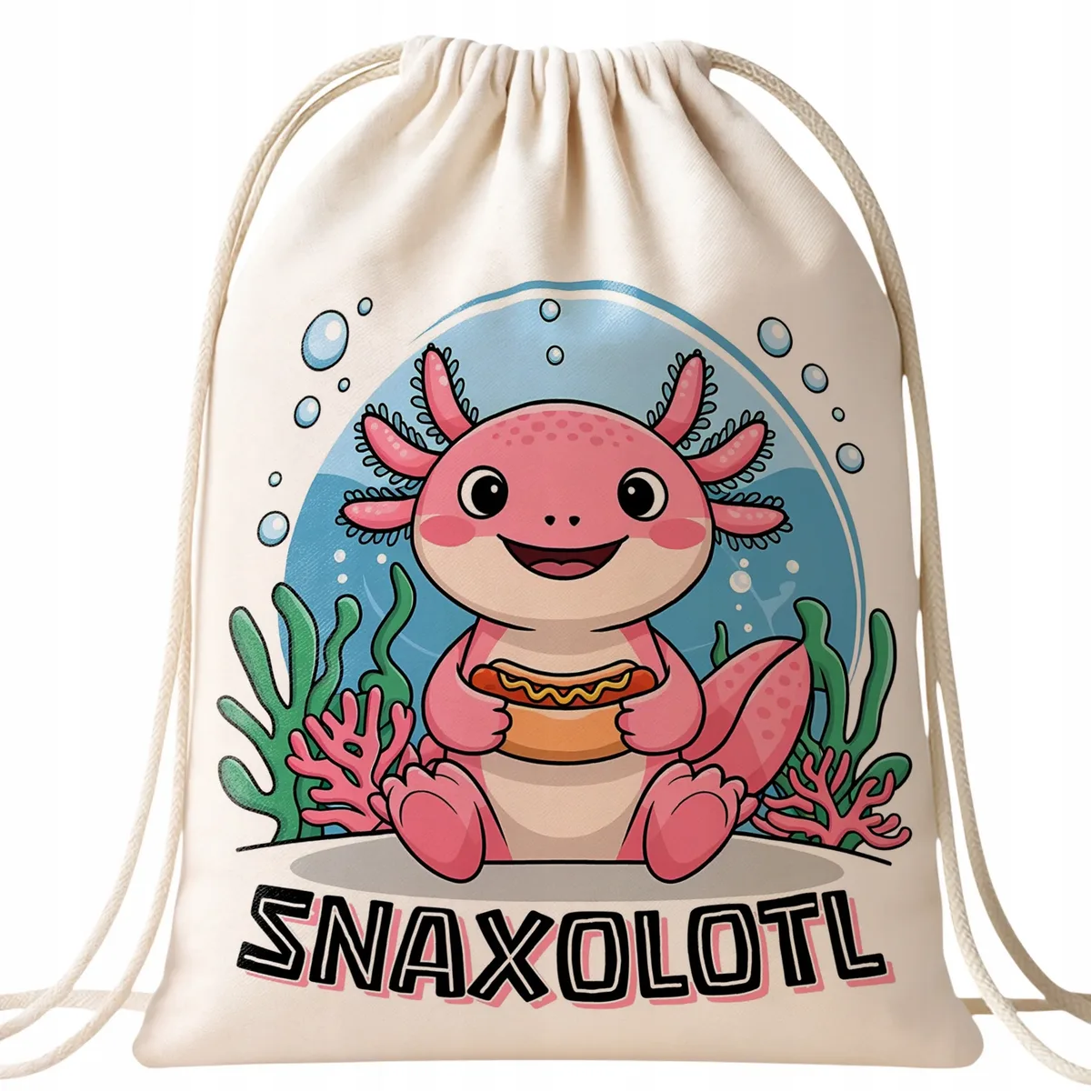 Worek na buty ecru na prezent Aksolotl Axolotl Prezent dla Fana Gra Trend