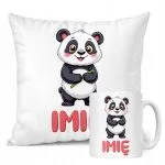 Zestaw personalizowany Kubek + Poduszka Panda Zwierzak Słodki Prezent