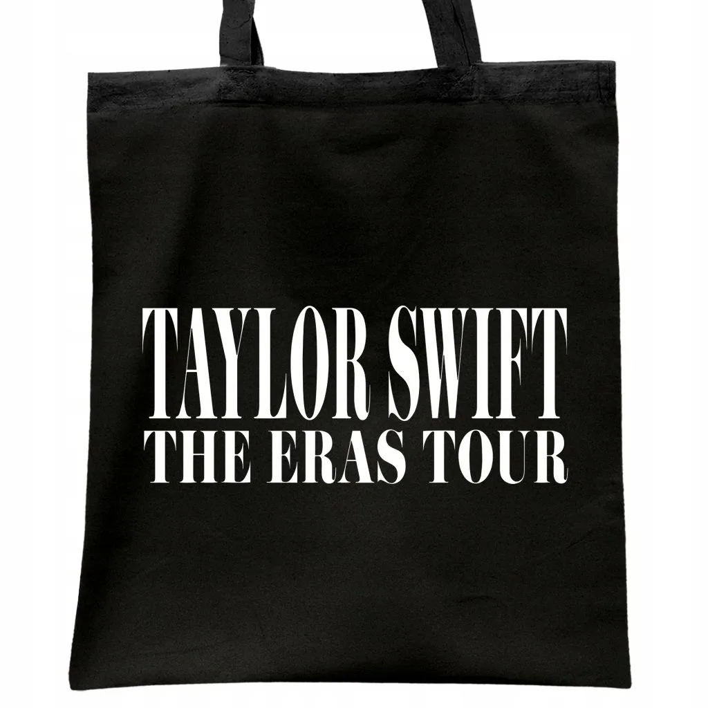 Torba bawełniana czarna na zakupy Taylor Swift The Eras Tour Dla Fanów