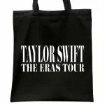 Torba bawełniana czarna na zakupy Taylor Swift The Eras Tour Dla Fanów