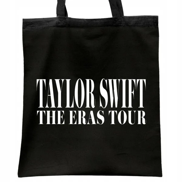 Torba bawełniana czarna na zakupy Taylor Swift The Eras Tour Dla Fanów