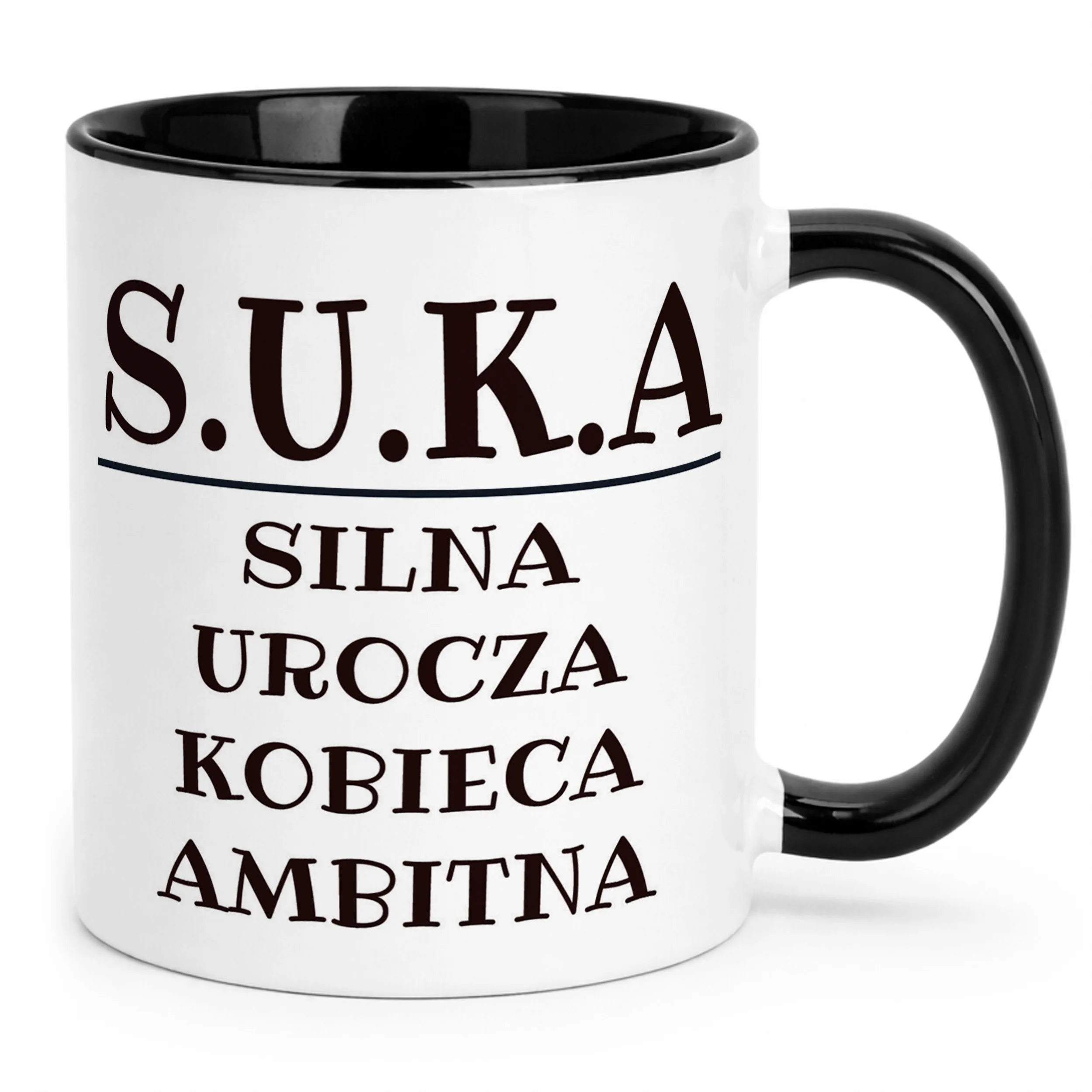 Kubek Czarny S.U.K.A Dla Kobiety Śmieszny Zabawny Prezent