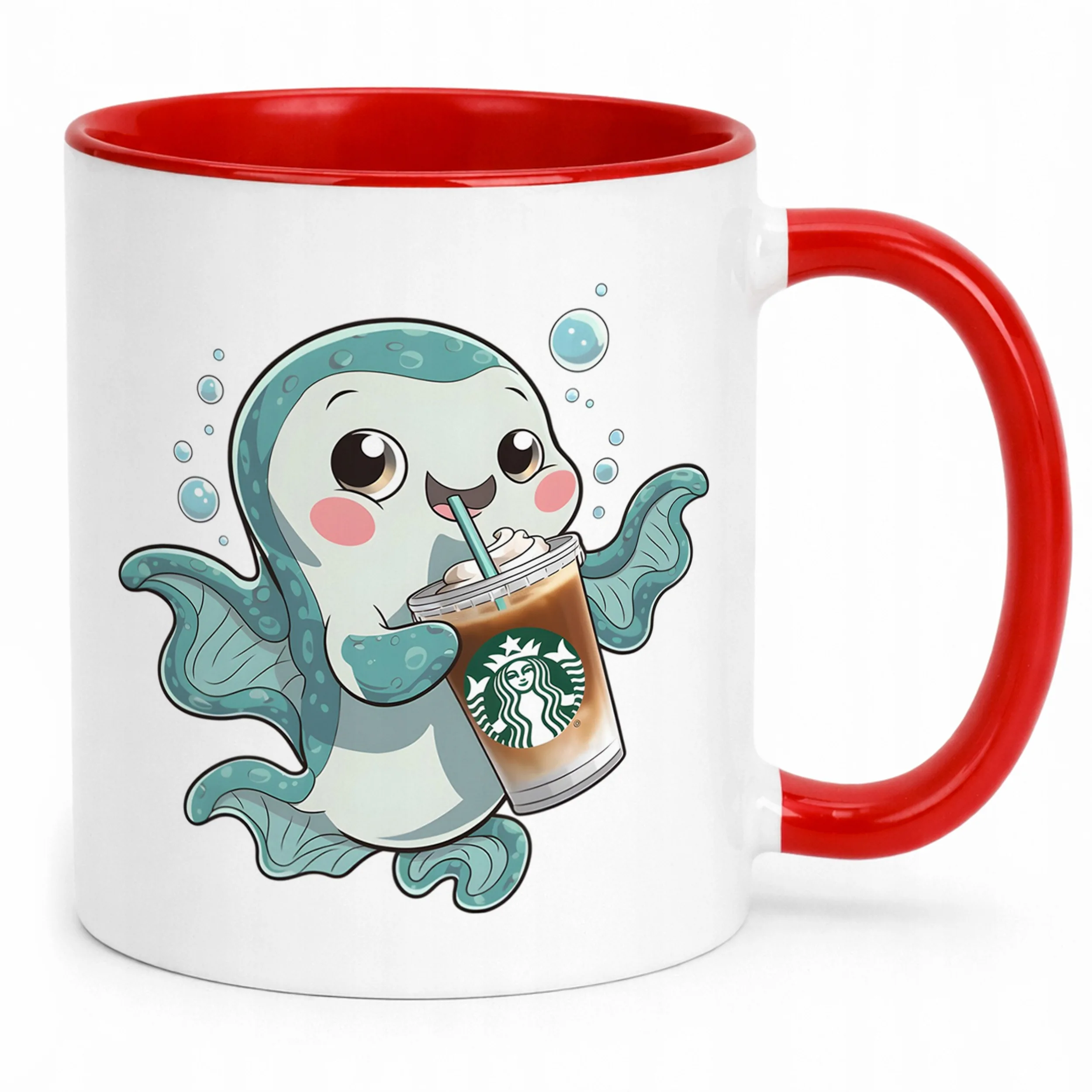 Czerwony kubek 330ml uśmiech Aksolotl Axolotl Zwierzak Viral Trend