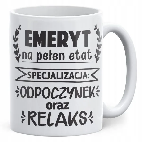 Kubek ceramiczny z okazji Emerytury Dla Emeryta Prezent Upominek