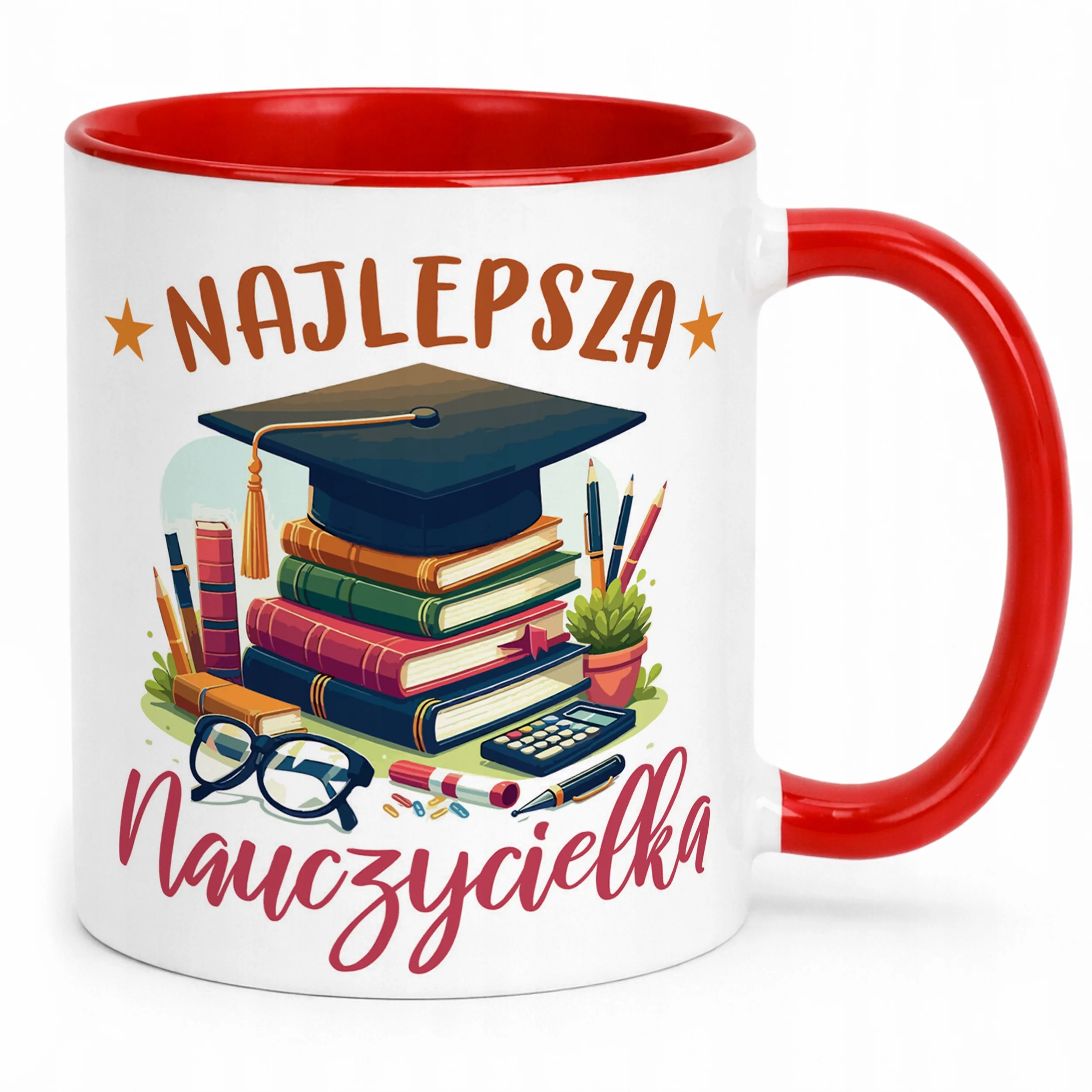 Kubek Czerwony Najlepsza Nauczycielka Dzień Nauczyciela Prezent