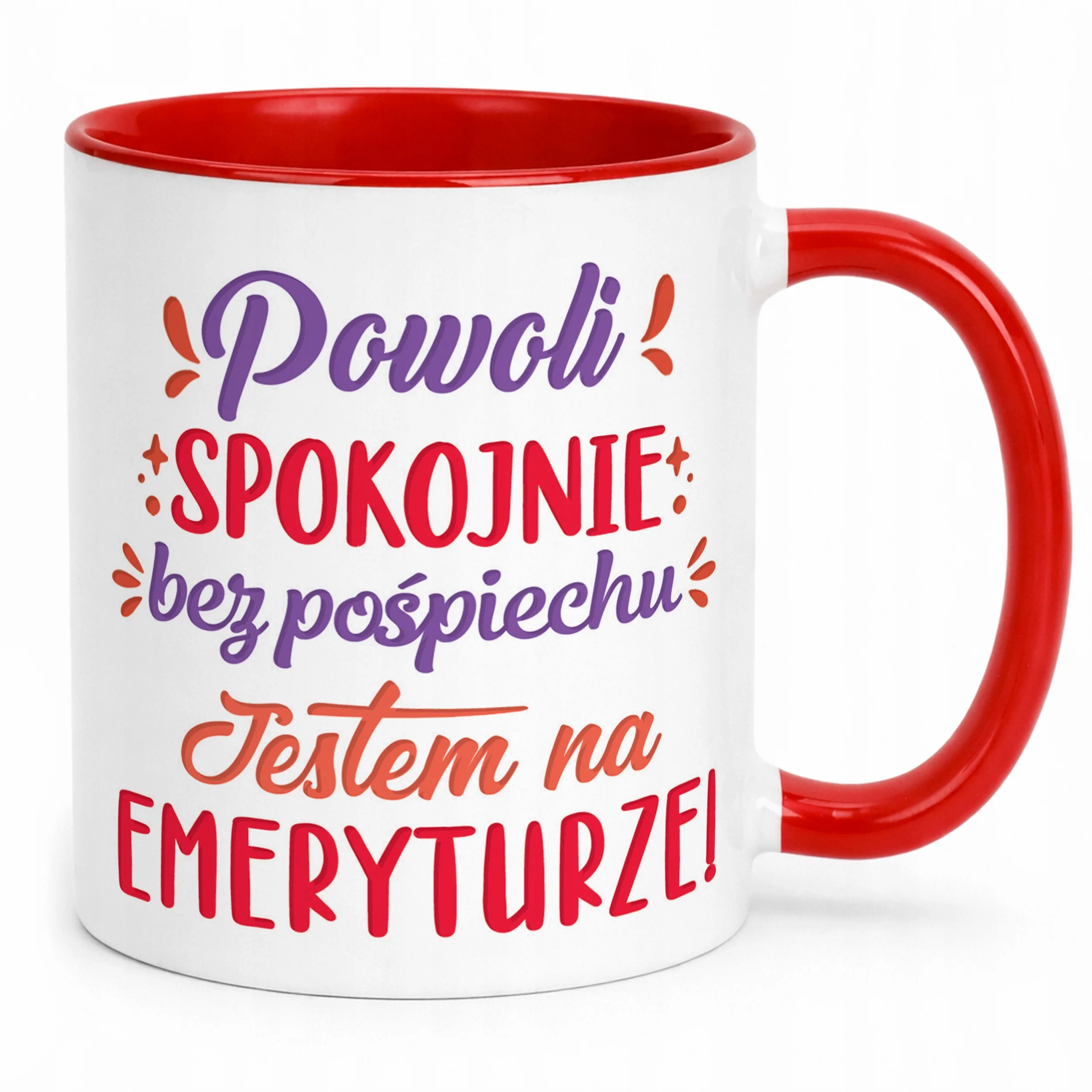Kubek Czerwony z okazji Emerytury Dla Emeryta Emerytki Prezent Upominek