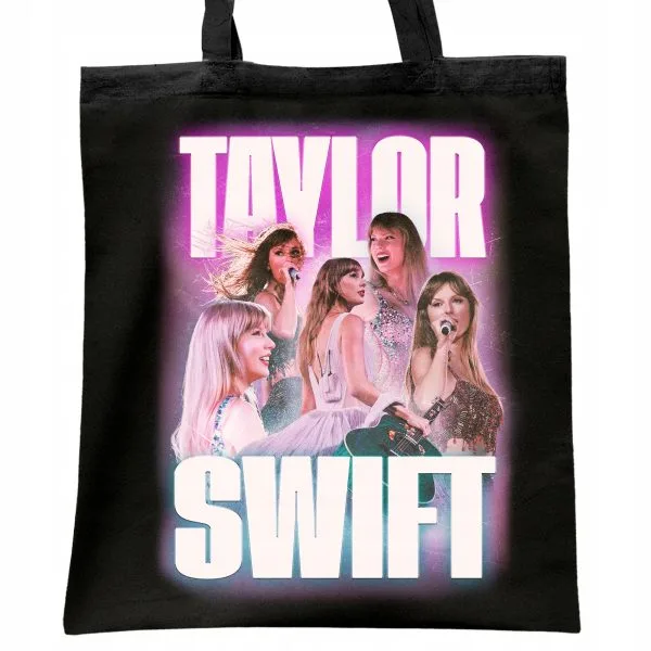 Torba bawełniana czarna na zakupy Taylor Swift Dla Fanów Prezent