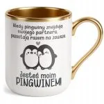 Kubek Premium Złoty Jesteś Moim Pingwinem Walentynki Prezent