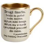 Kubek Premium Złoty Ecru Drogi Szefie Dla Szefa Zabawny Prezent Praca