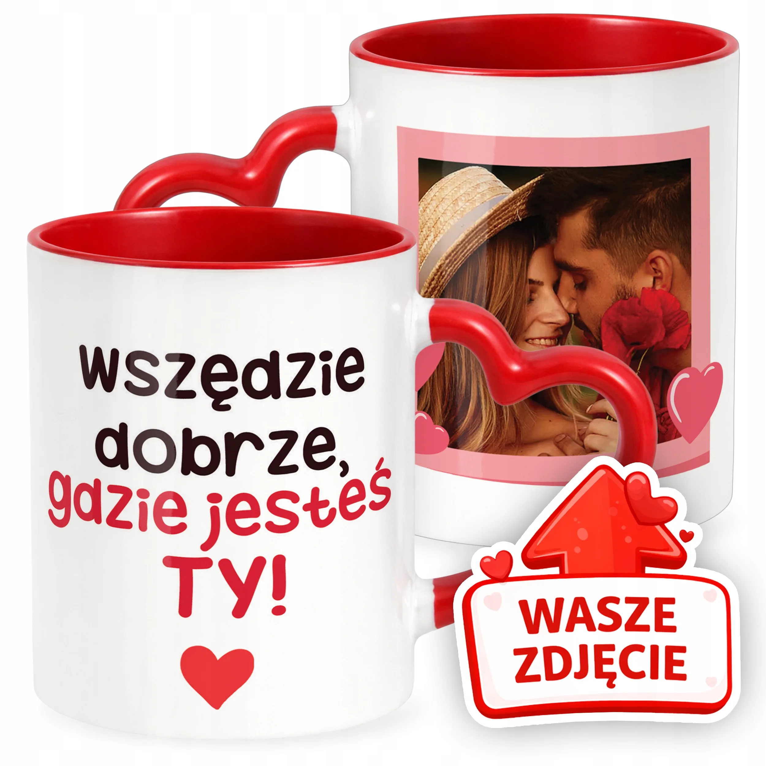 Kubek Walentynkowy Z Własnym Zdjęciem Serce Walentynki Prezent Upominek