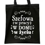Torba bawełniana czarna na zakupy Dzień Kobiet Dla Kobiety Prezent
