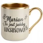 Kubek Premium Złoty Ecru Marian Tu Jest Jakby Luksusowo Zabawny Prezent