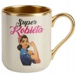 Kubek Premium Złoty Ecru Super Kobieta Z okazji Dnia Kobiet Prezent