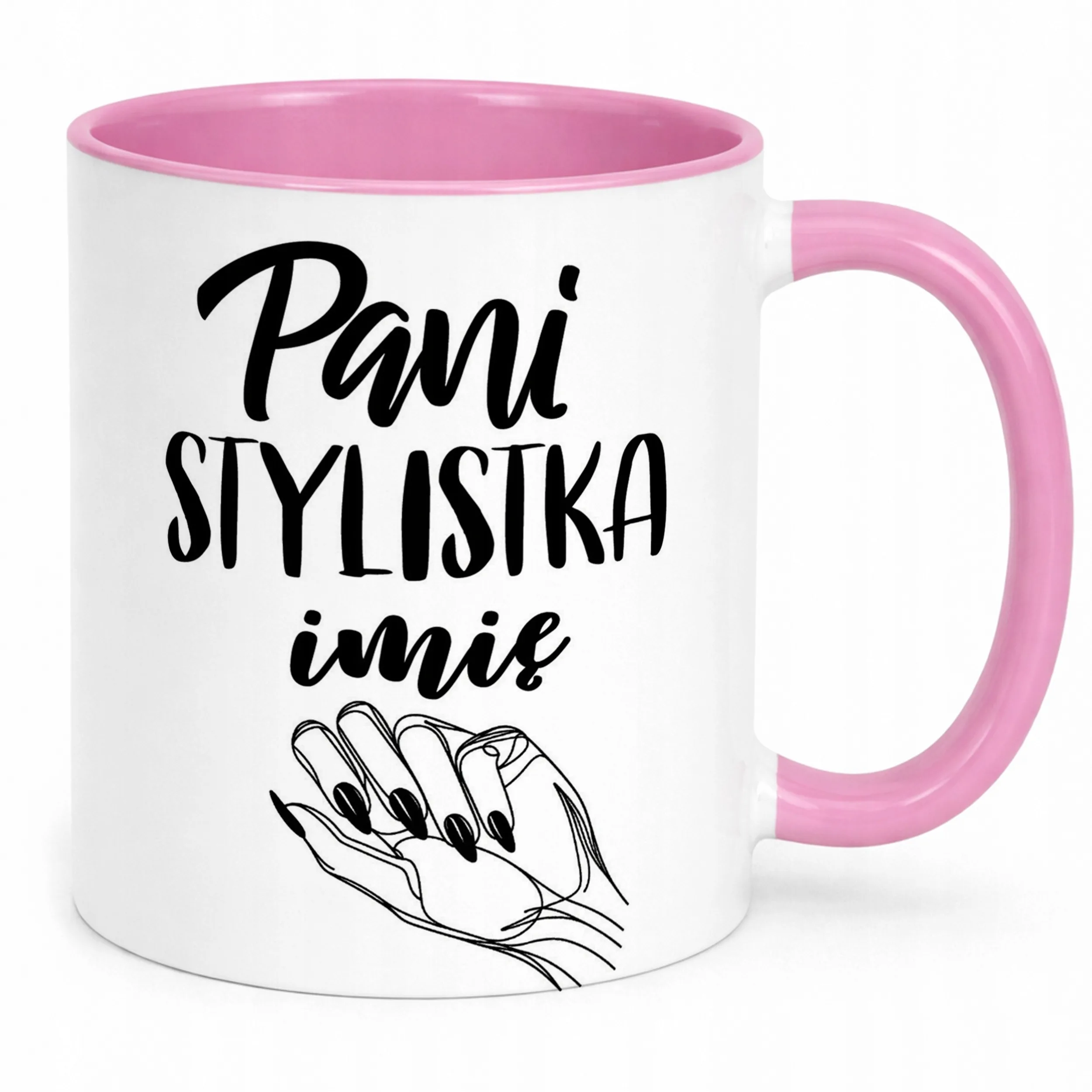 Kubek Różowy Personalizowany Pani Stylistka Dla Stylistki Paznokci