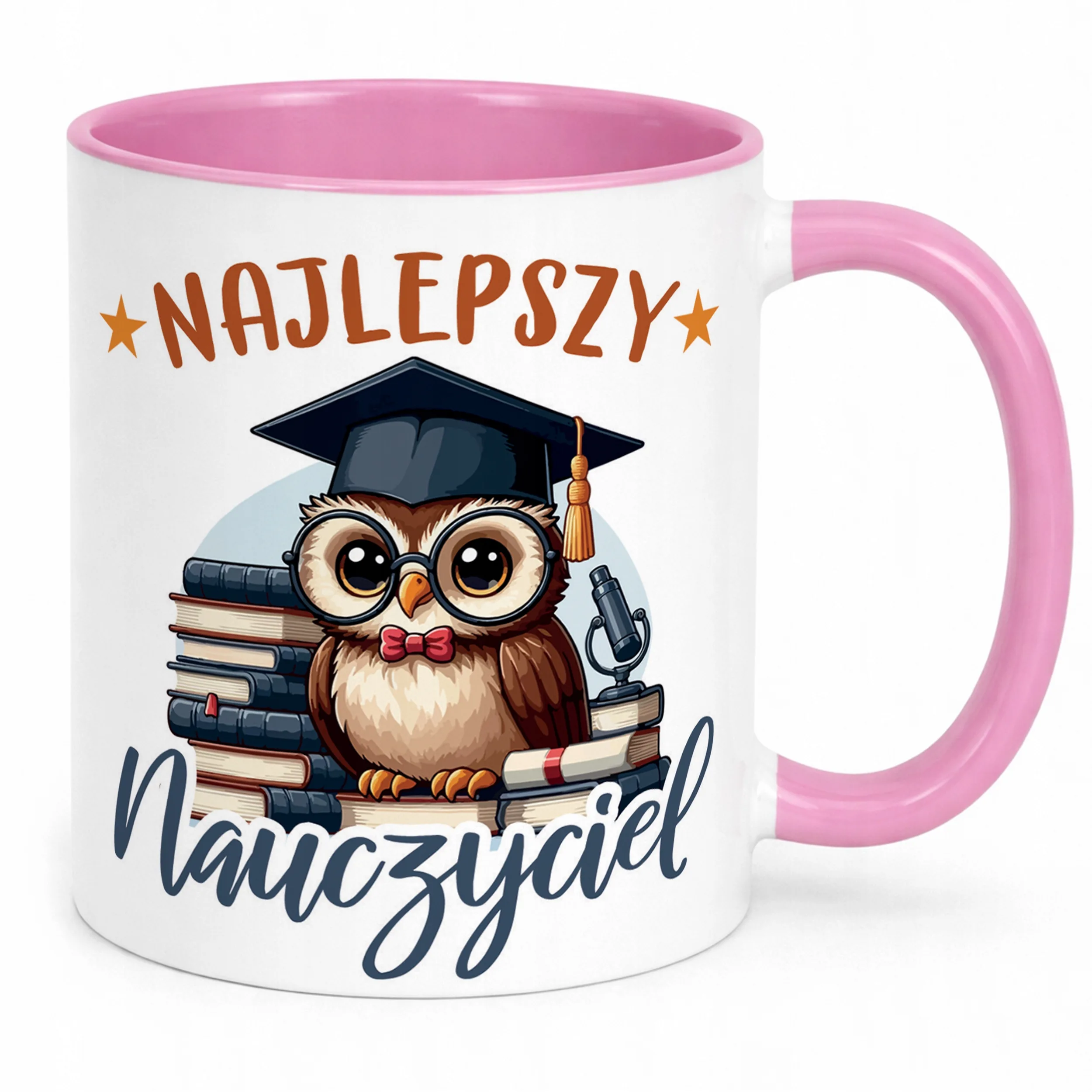Kubek Różowy Najlepszy Nauczyciel Dzień Nauczyciela Prezent