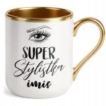 Kubek Premium Złoty Personalizowany Super Stylistka Rzęs Brwi Prezent