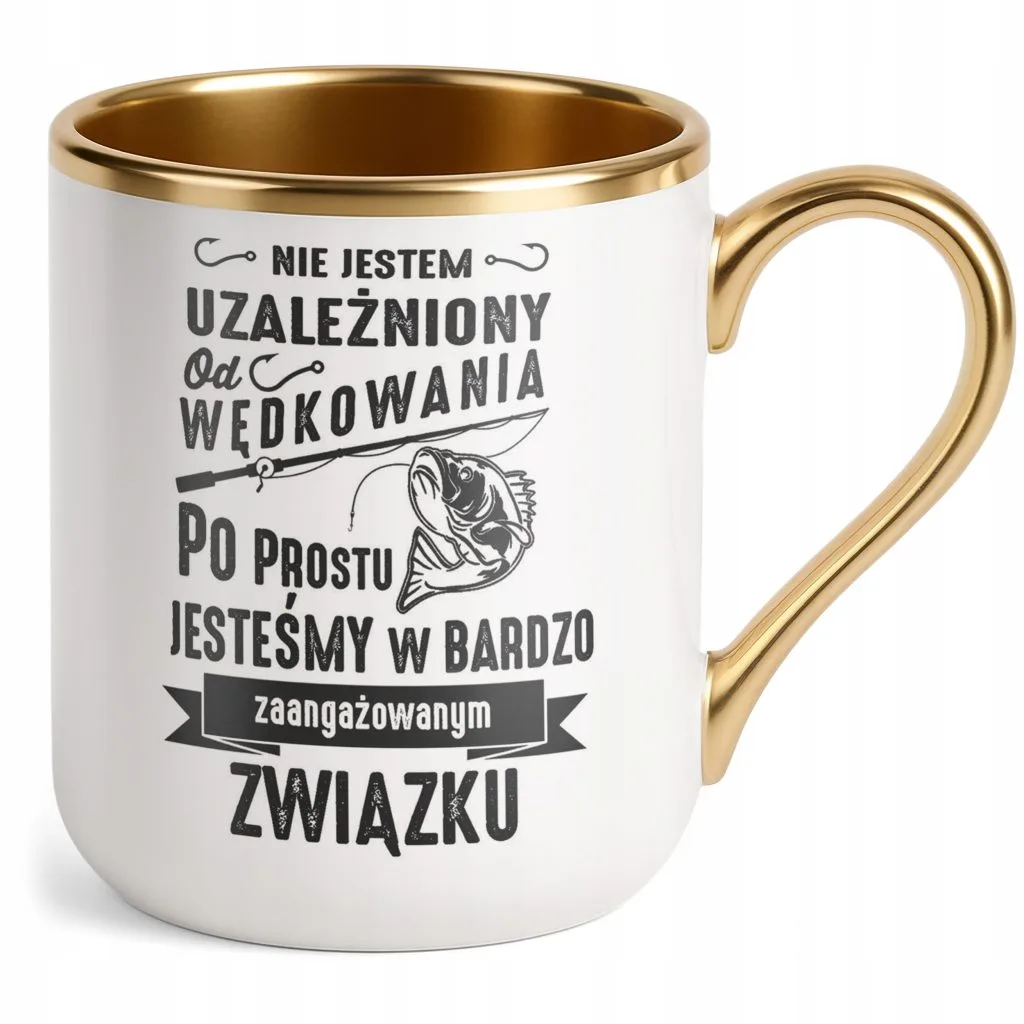 Kubek Premium Złoty Dla Wędkarza Wędkowanie Ryby Zabawny Prezent