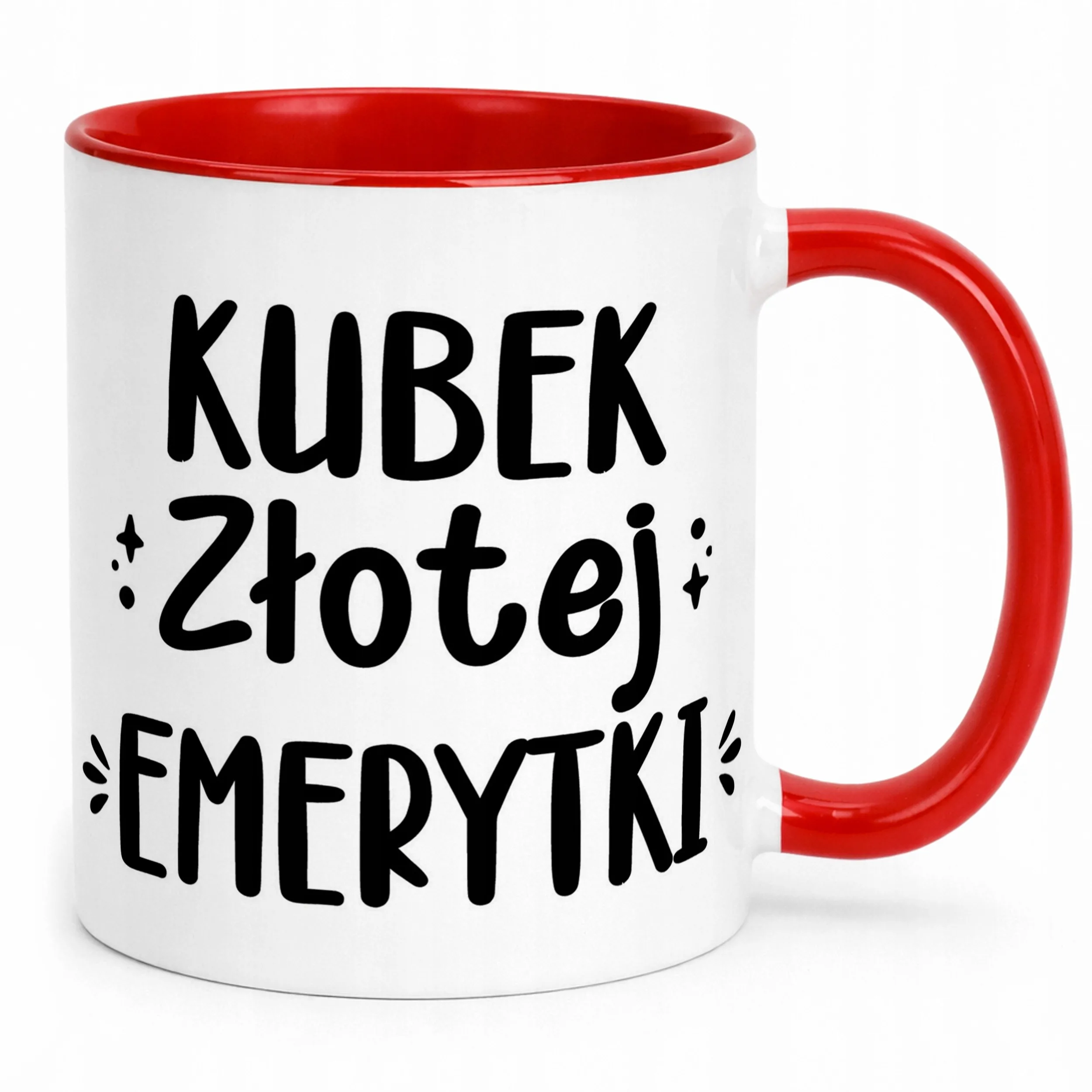 Kubek Czerwony z okazji Emerytury Dla Emerytki Prezent Upominek