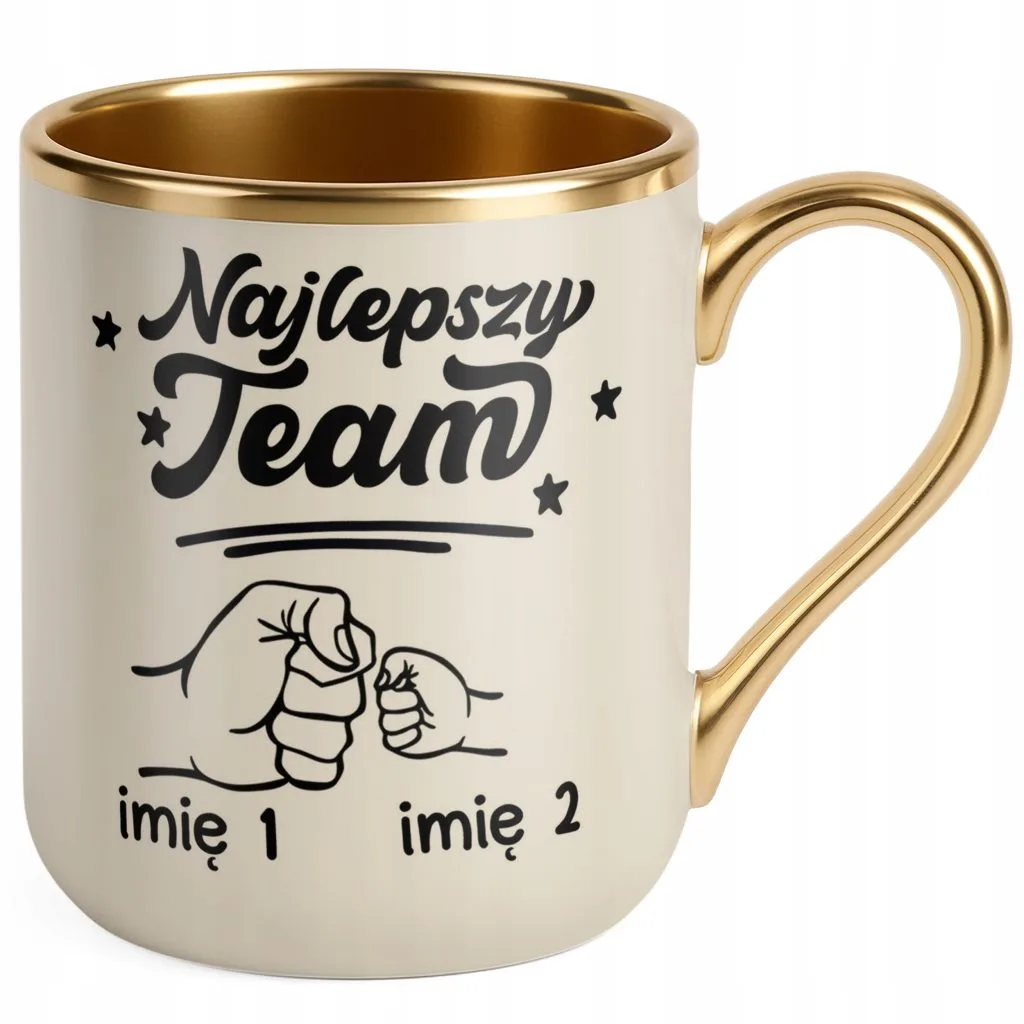 Kubek Premium Złoty Ecru Personalizowany Dzień Ojca Team Prezent