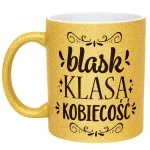 Złoty kubek brokatowy Dzień Kobiet Zabawny Prezent Upominek Dla Kobiety