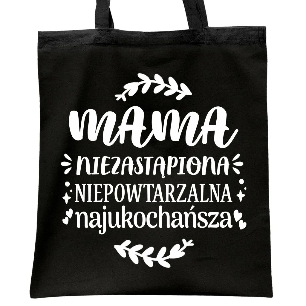 Torba bawełniana czarna na zakupy Dzień Matki Dla Mamy Prezent