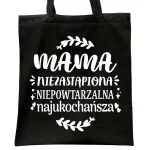 Torba bawełniana czarna na zakupy Dzień Matki Dla Mamy Prezent