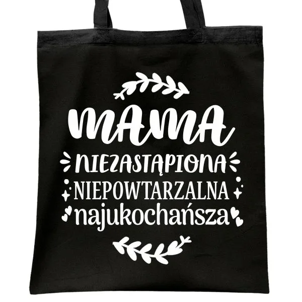 Torba bawełniana czarna na zakupy Dzień Matki Dla Mamy Prezent