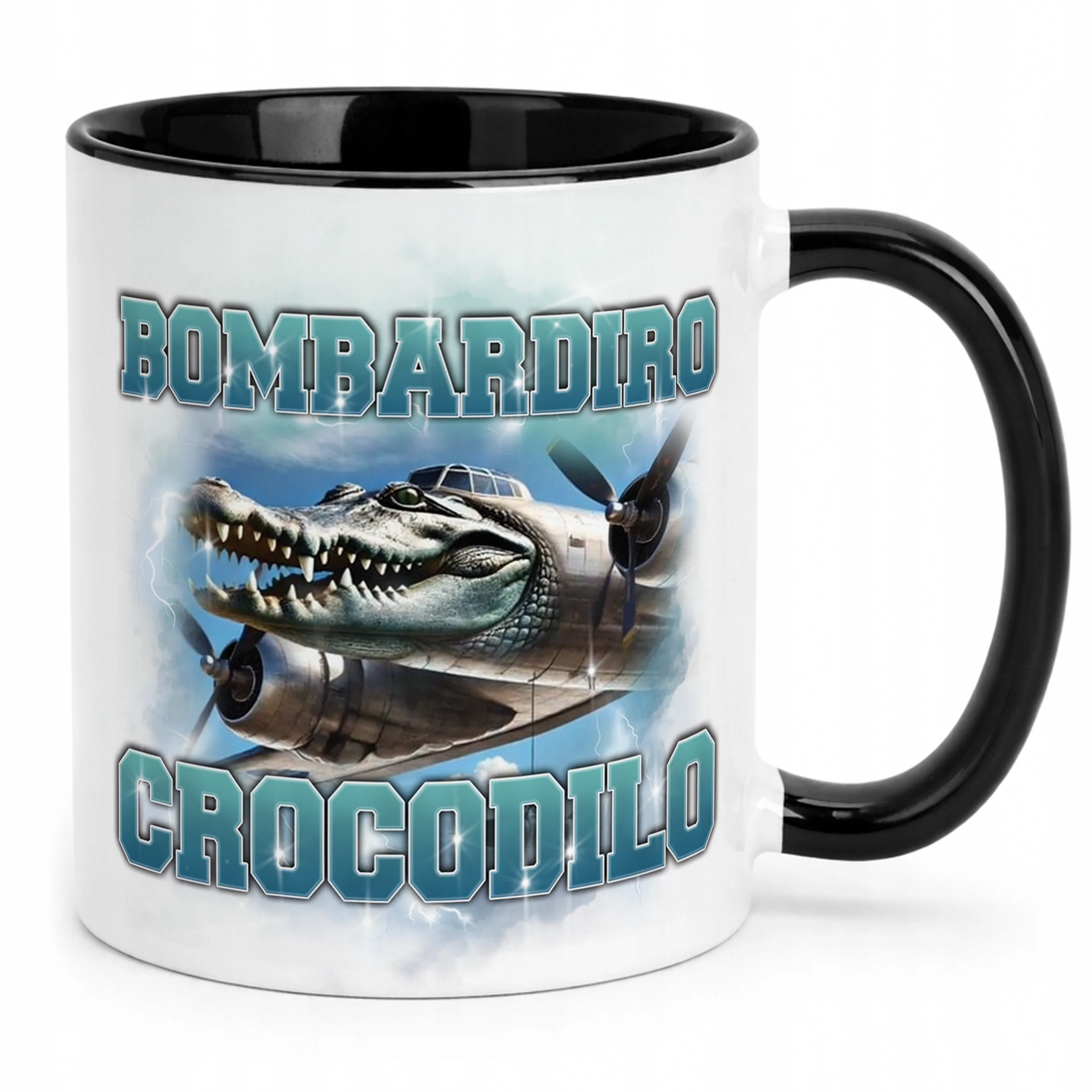 Kubek Czarny BRAINROT Bombardiro Crocodilo Memy Zabawny TikTok Viral