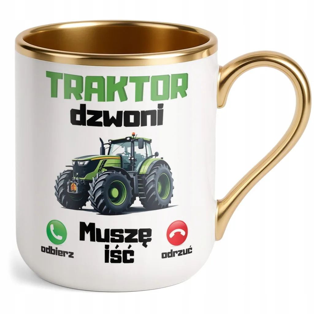 Kubek Premium Złoty Rolnik Dla Rolnika Traktor Zabawny Prezent