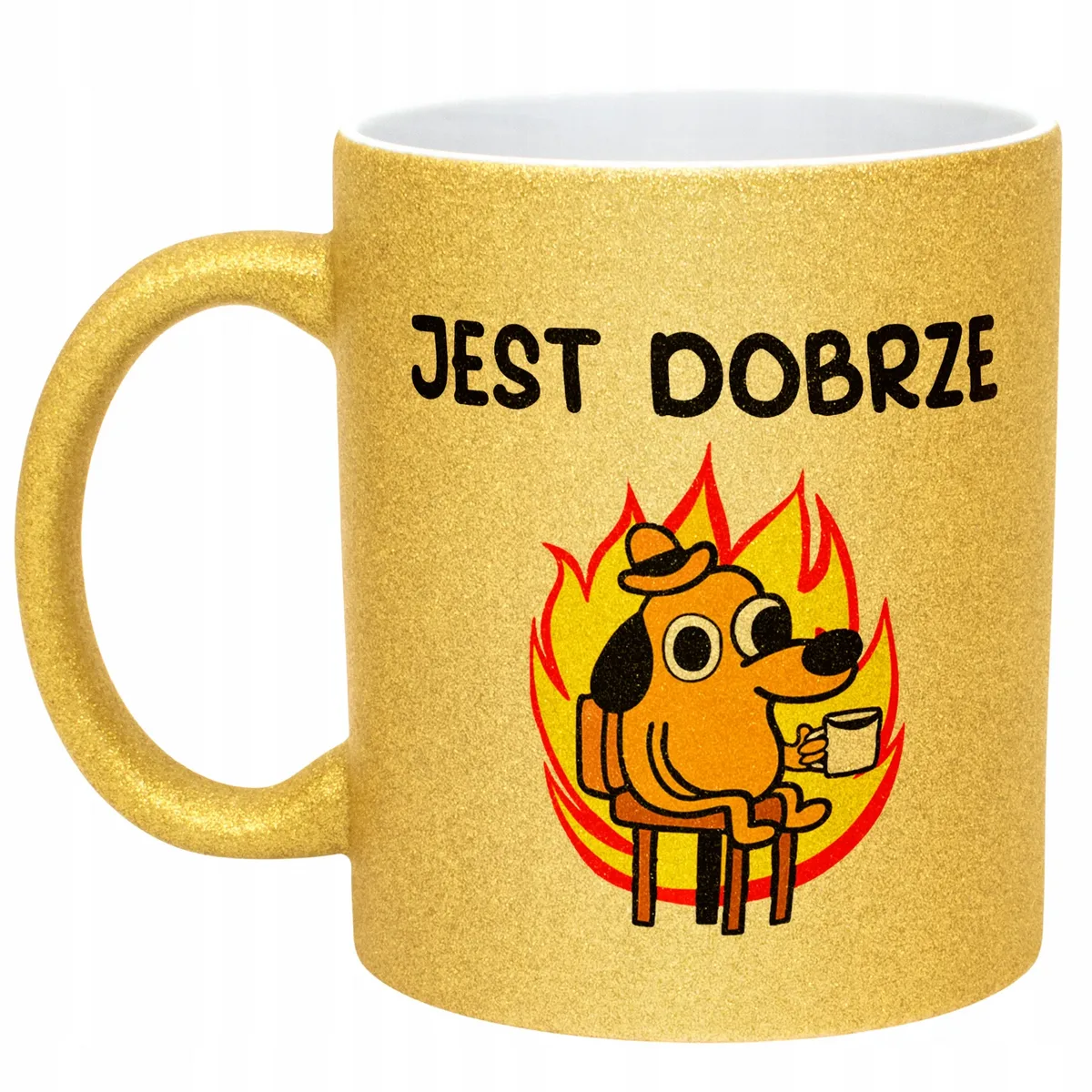 Złoty Kubek Brokatowy Jest Dobrze Zabawny Prezent