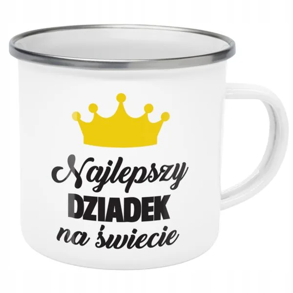Emaliowany Kubek Garnuszek 300 ml Dzień Dziadka Prezent Najlepszy Dziadek