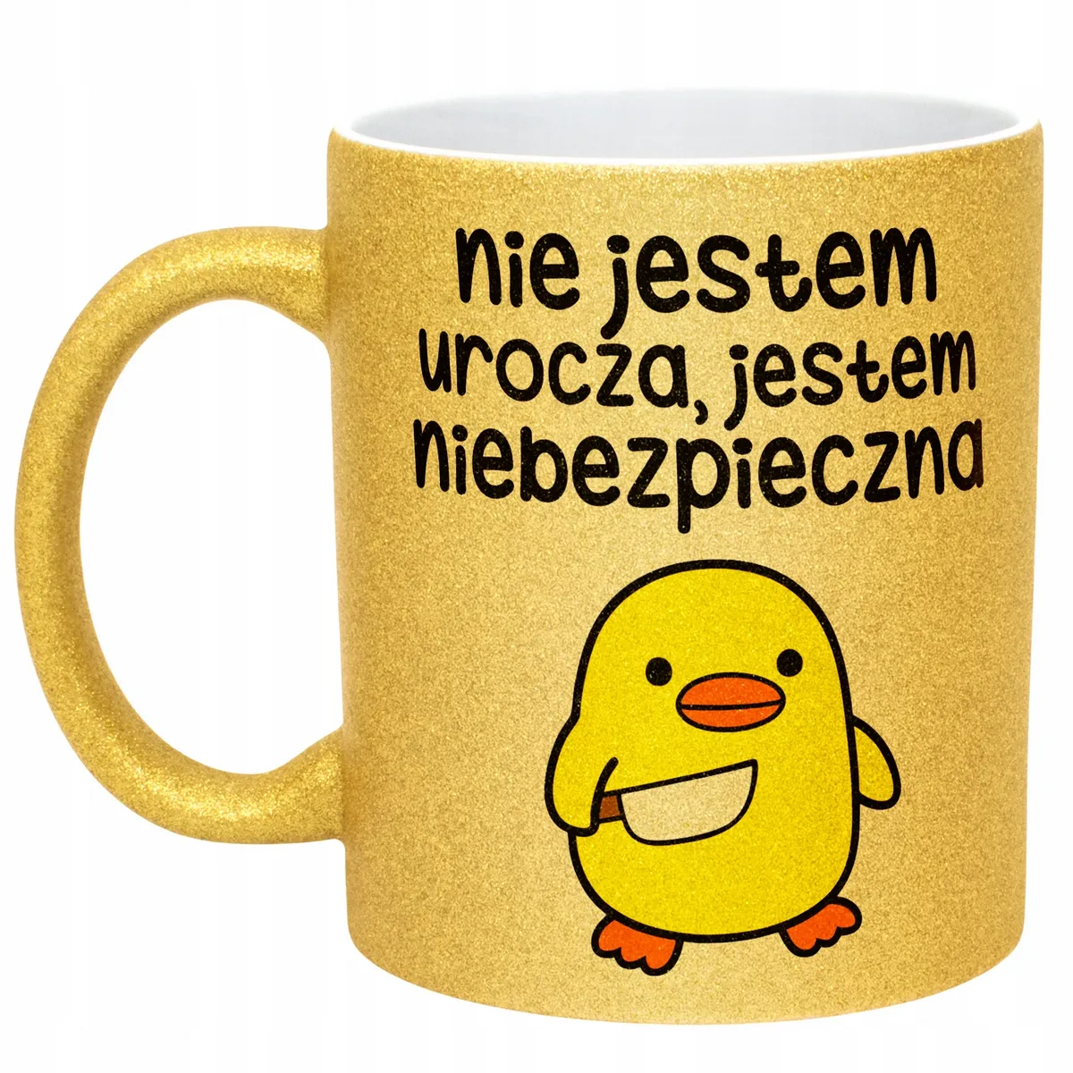 Złoty Kubek Brokatowy Nie Jestem Urocza Zabawny Prezent