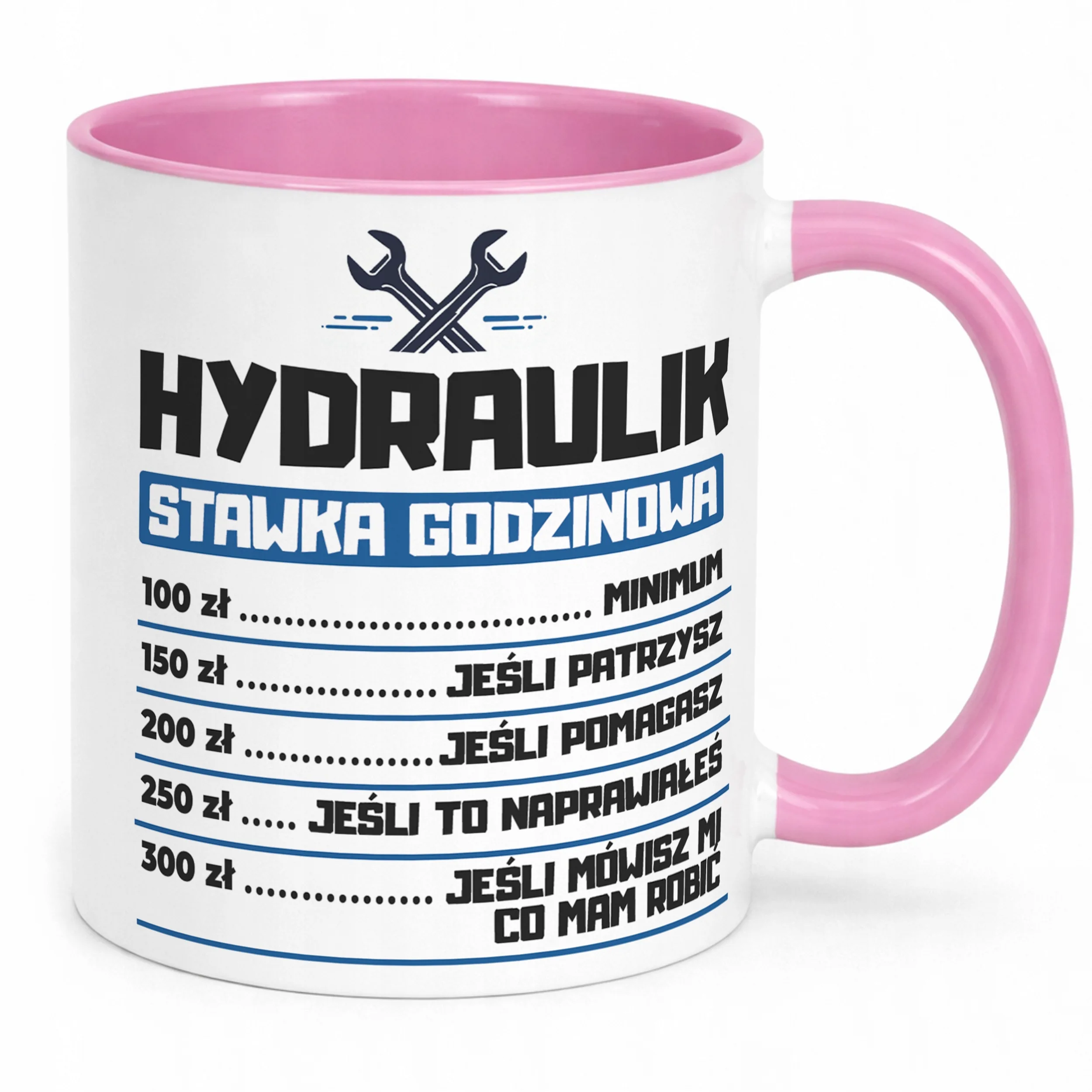 Kubek Różowy Hydraulik Stawka Godzinowa Zabawny Prezent Upominek