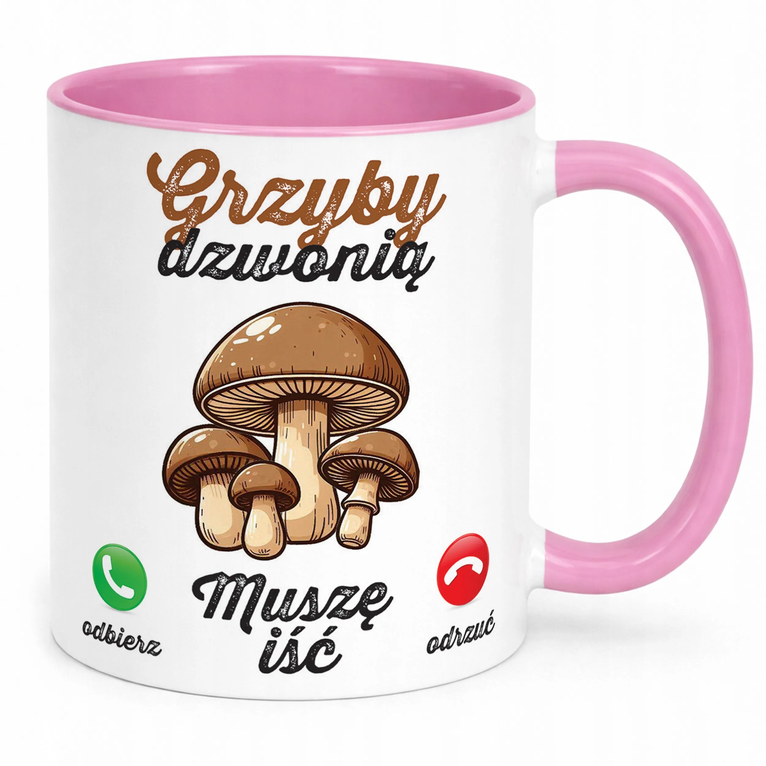 Kubek Różowy Grzyby Dzwonią Dla Grzybiarzy Prezent Upominek