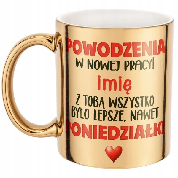 Złoty Kubek ceramiczny Personalizowany Pożeganie Odejście z Pracy Prezent