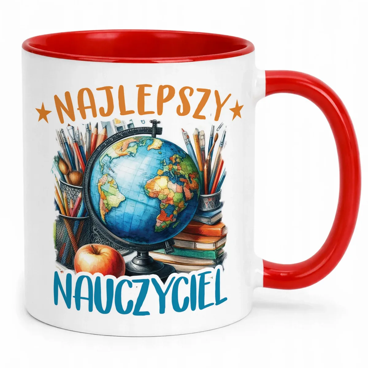 Kubek Czerwony Najlepszy Nauczyciel Dzień Nauczyciela Prezent