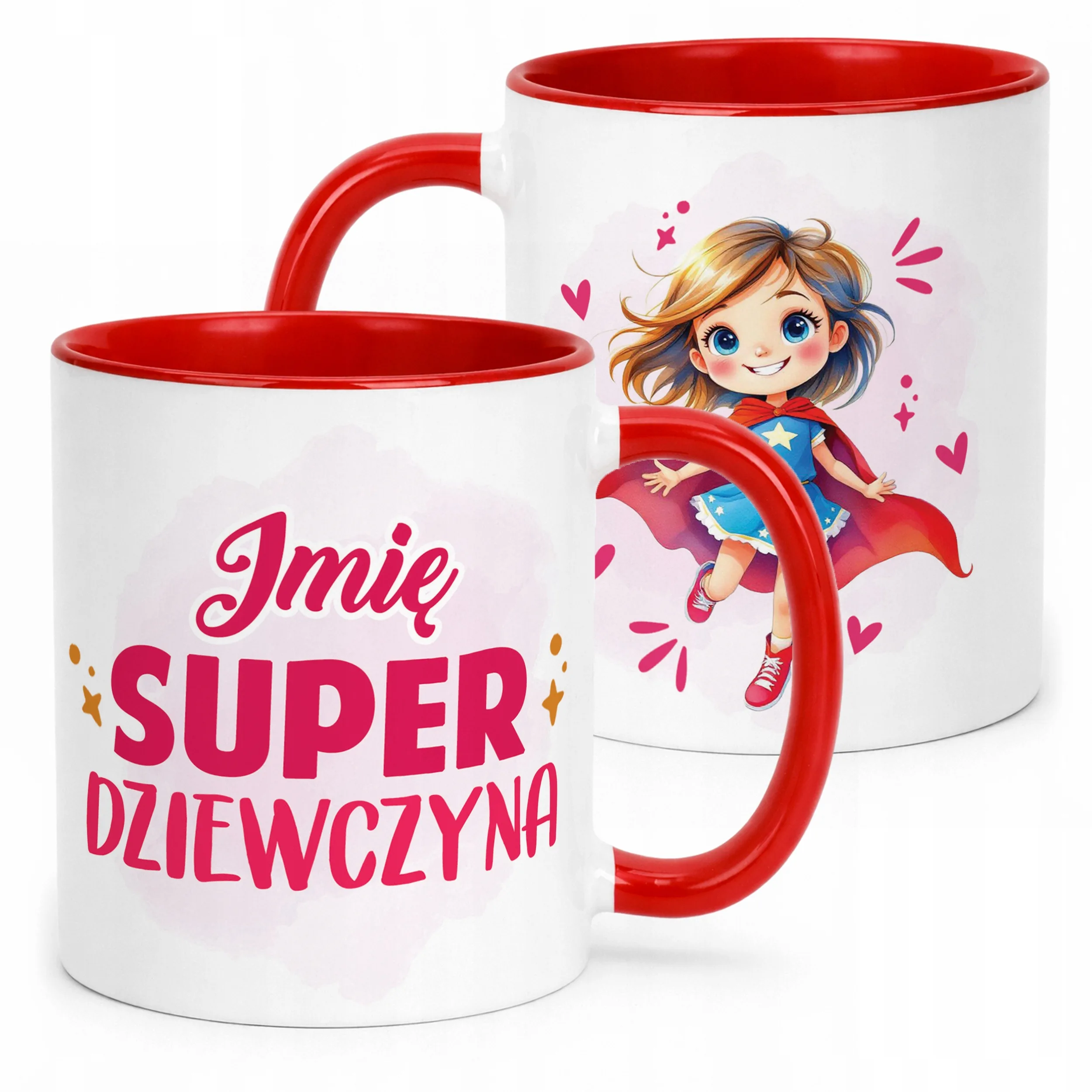 Kubek Czerwony Personalizowany Dzień Kobiet Dla Dziewczynki Prezent